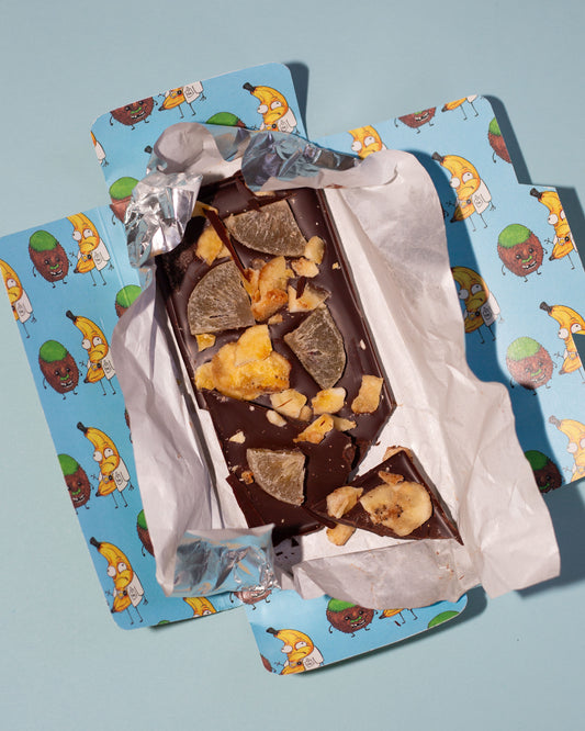 72% Dark Chocolate + Dried Kiwi & Organic Banana Chips - "Dallas Bar"