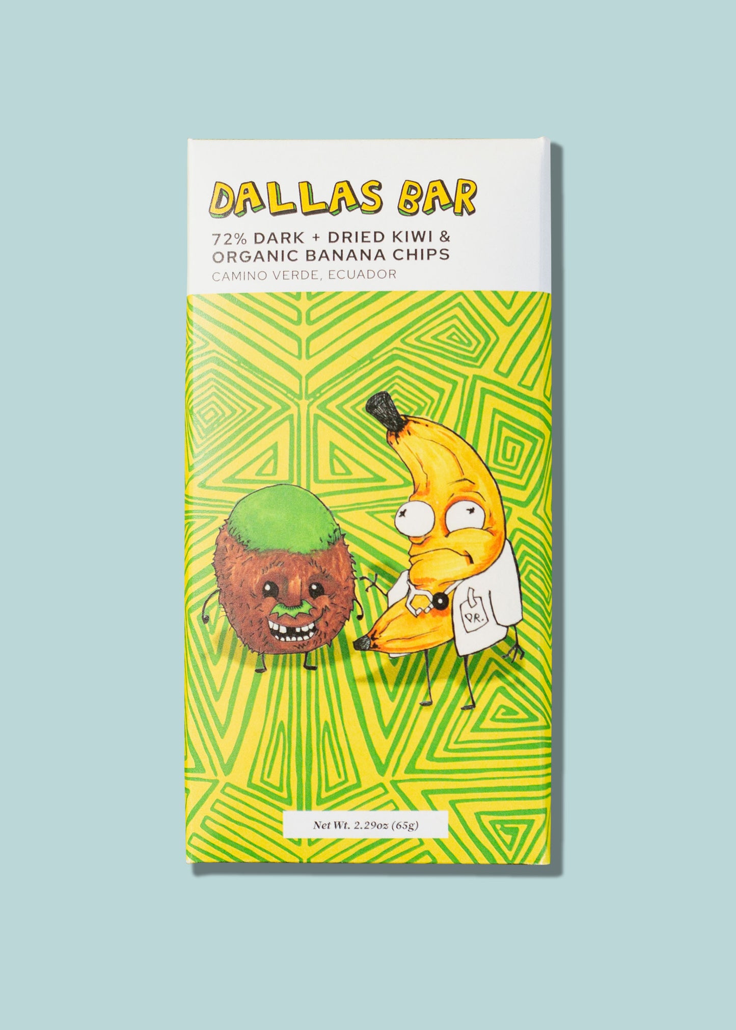 72% Dark Chocolate + Dried Kiwi & Organic Banana Chips - "Dallas Bar"